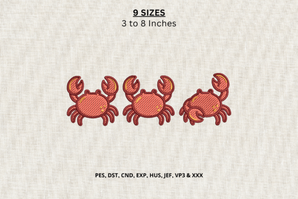 Cute Crab Trio Machine Embroidery Design