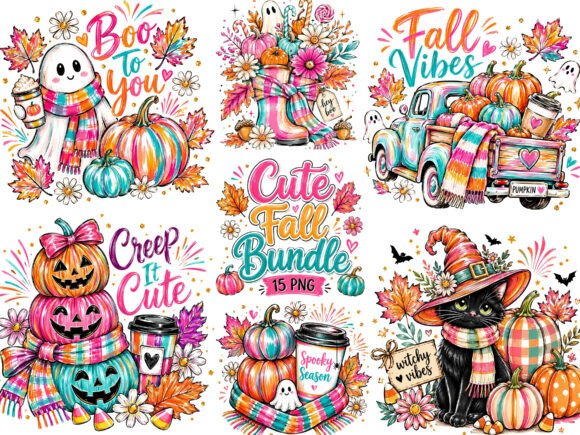 Cute Fall PNG Bundle Halloween Clipart