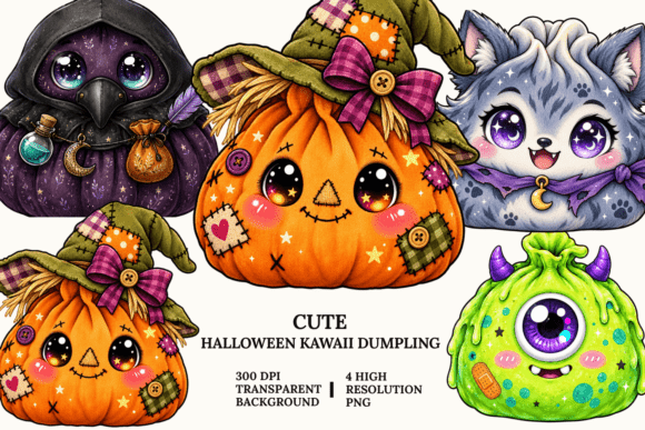 Cute Halloween Kawaii Dumpling PNGs