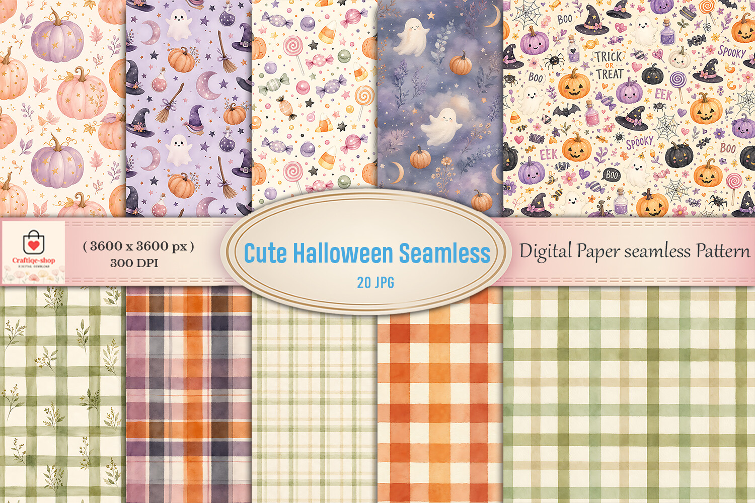 Cute Halloween Seamless Patterns Bundle