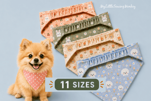 Dog Bandana Sewing Pattern, 11 Sizes