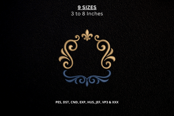 Elegant Swirl Monogram Border Embroidery