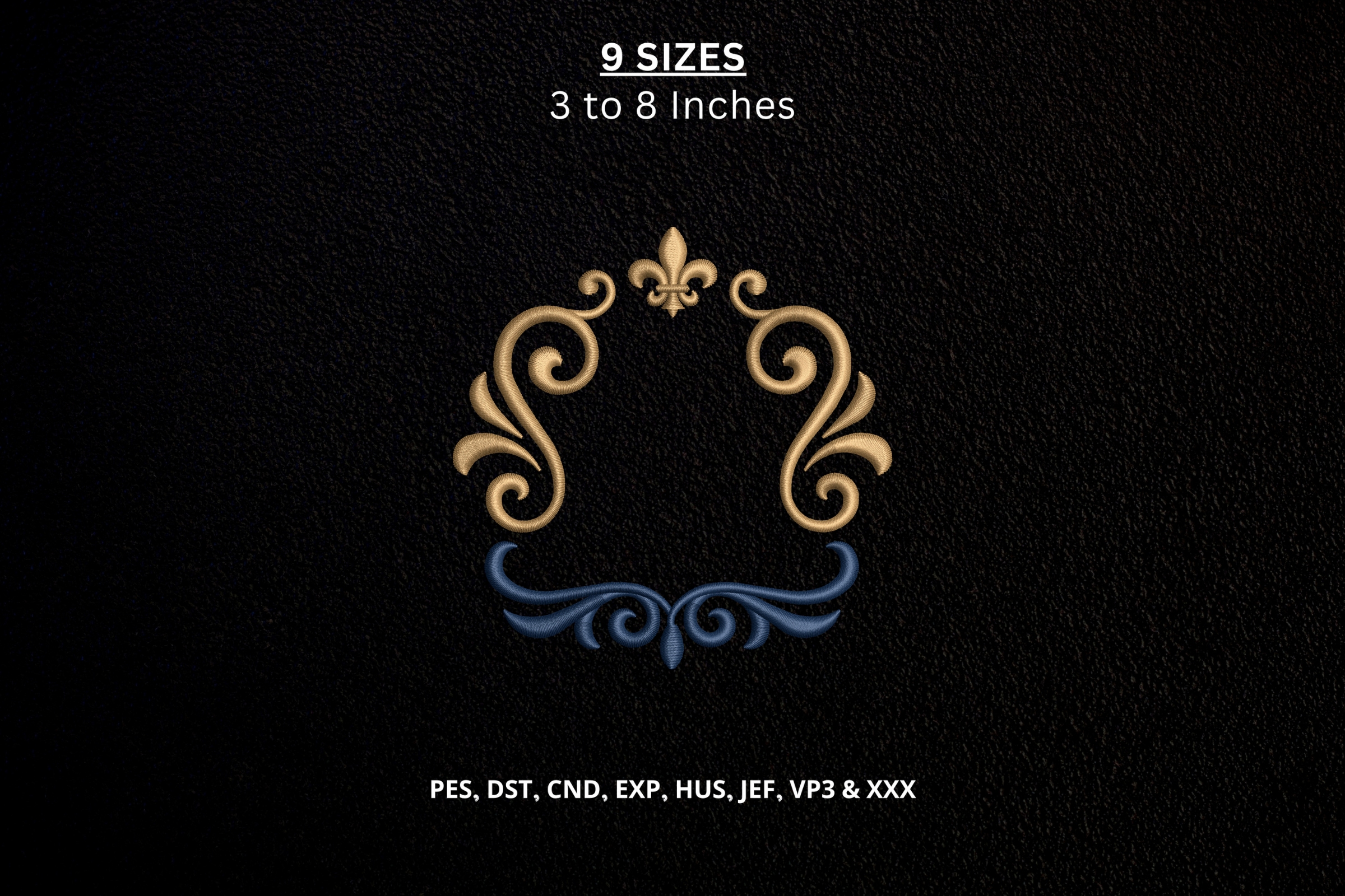 Elegant Swirl Monogram Border Embroidery
