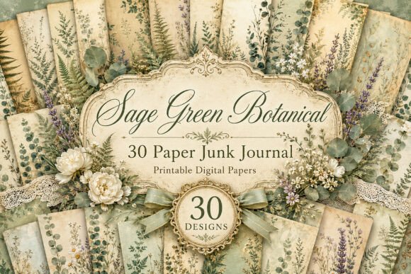 Eucalyptus Fern Botanical Digital Papers