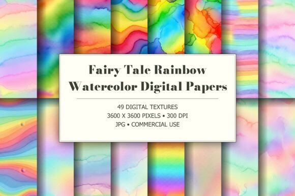 Fairy Tale Rainbow Watercolor Textures
