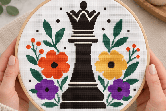 Floral Queen Cross Stitch Pattern