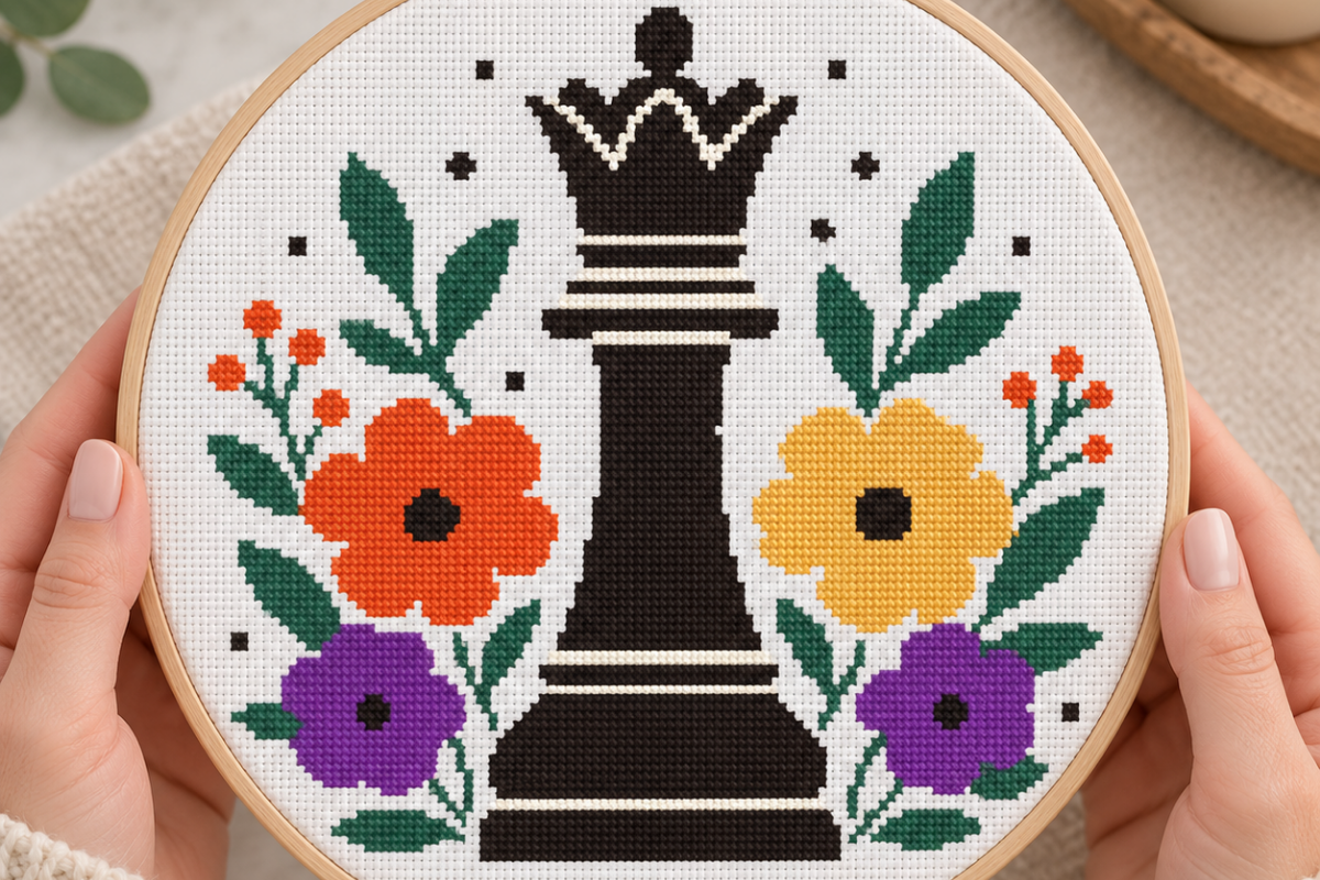 Floral Queen Cross Stitch Pattern