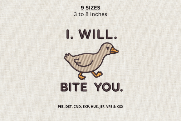 Funny Goose I Will Bite You Embroidery
