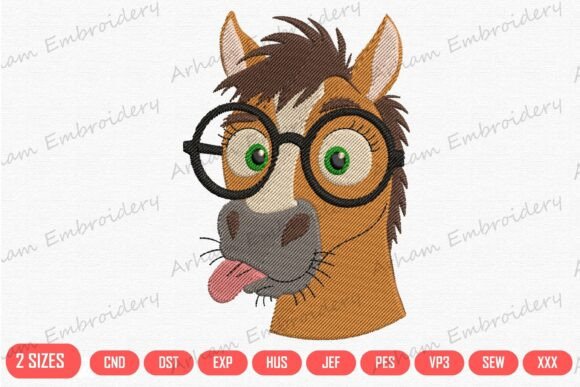 Funny Horse Face with Glasses