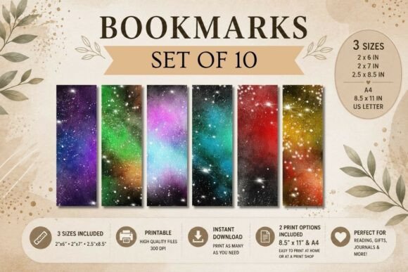 Galaxy Bookmarks Printable – Set of 10