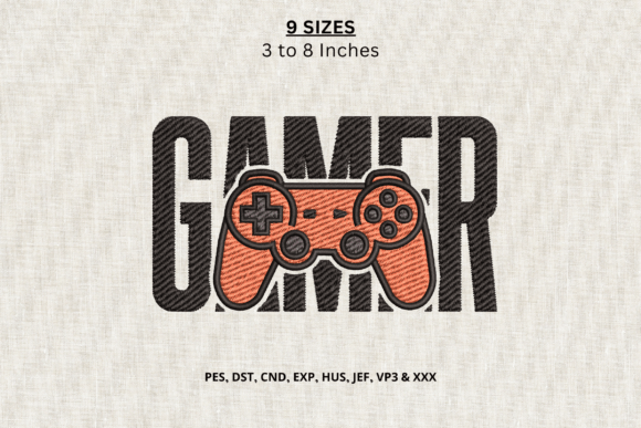 Gamer Controller Machine Embroidery Desi