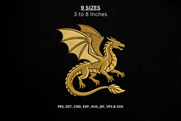 Golden Dragon Machine Embroidery Design