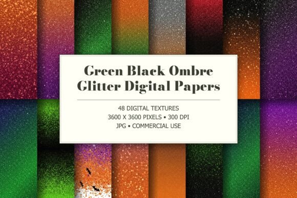 Green Black Ombre Glitter Textures
