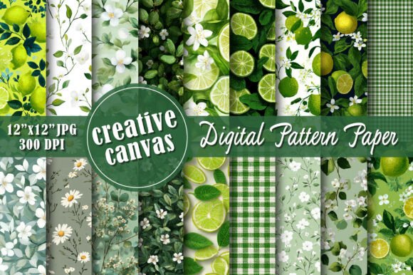 Green Lime Floral Seamless Pattern