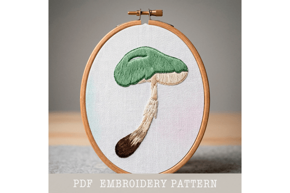 Green Mushroom Embroidery Pattern