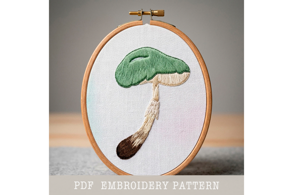 Green Mushroom Embroidery Pattern