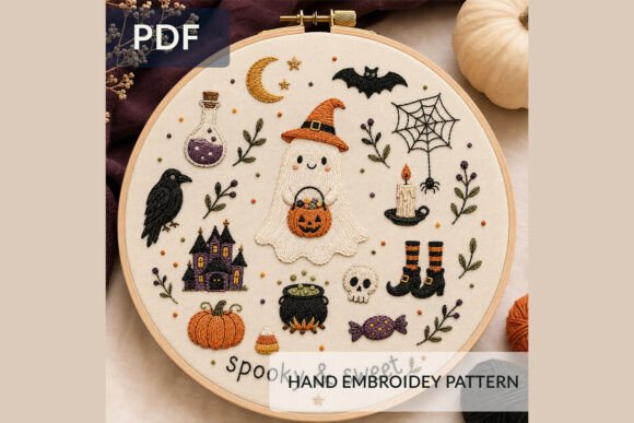 Halloween Embroidery Pattern PDF Cute Gh