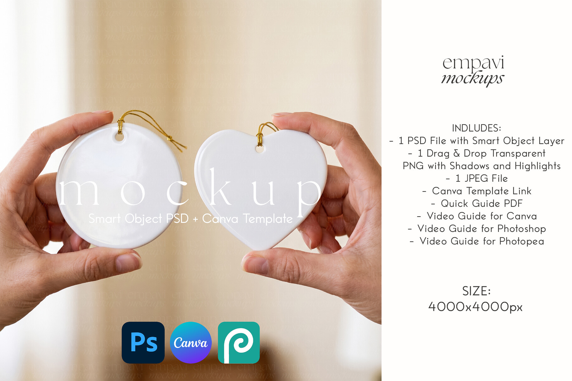Heart and Round Ornament Mockup
