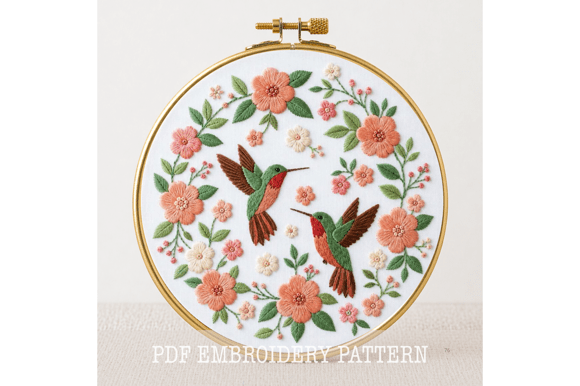 Hummingbird Pair Embroidery Pattern