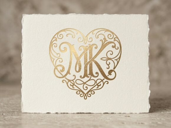 MK Heart Romantic Monogram SVG