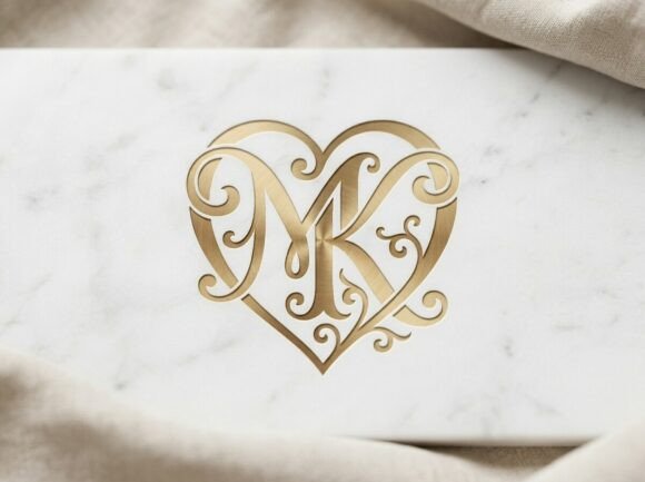 MK Romantic Couple Monogram SVG