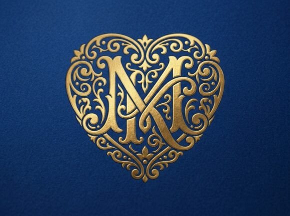 MK Romantic Wedding Monogram SVG