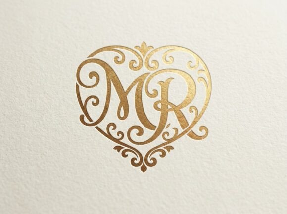 MR Heart Love Monogram SVG