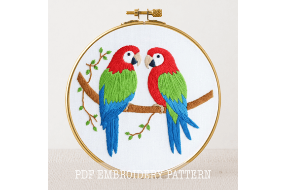 Macaw Parrots Embroidery Pattern