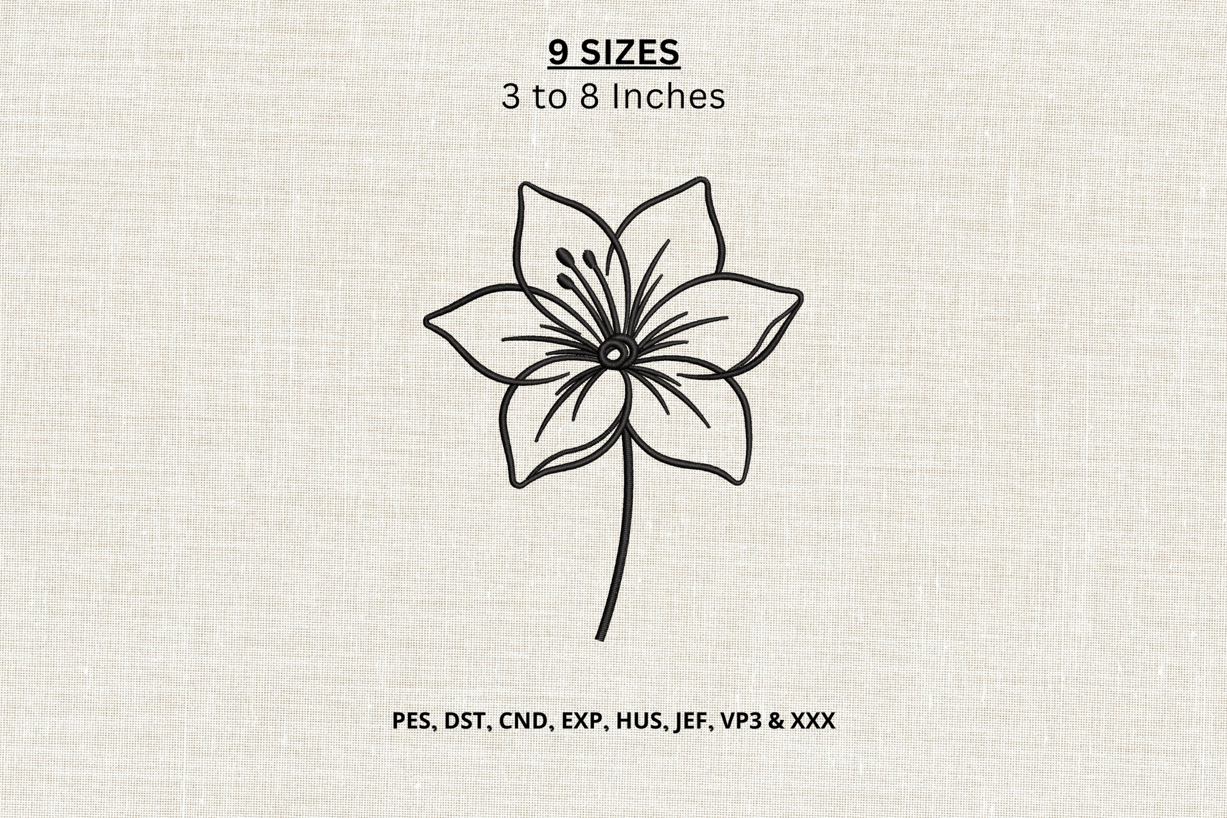 Minimalist Lily Flower Machine Embroider