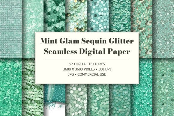 Mint Glam Sequin Glitter Textures