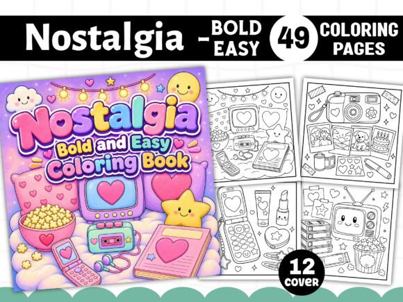 Nostalgia Bold and Easy Coloring Book