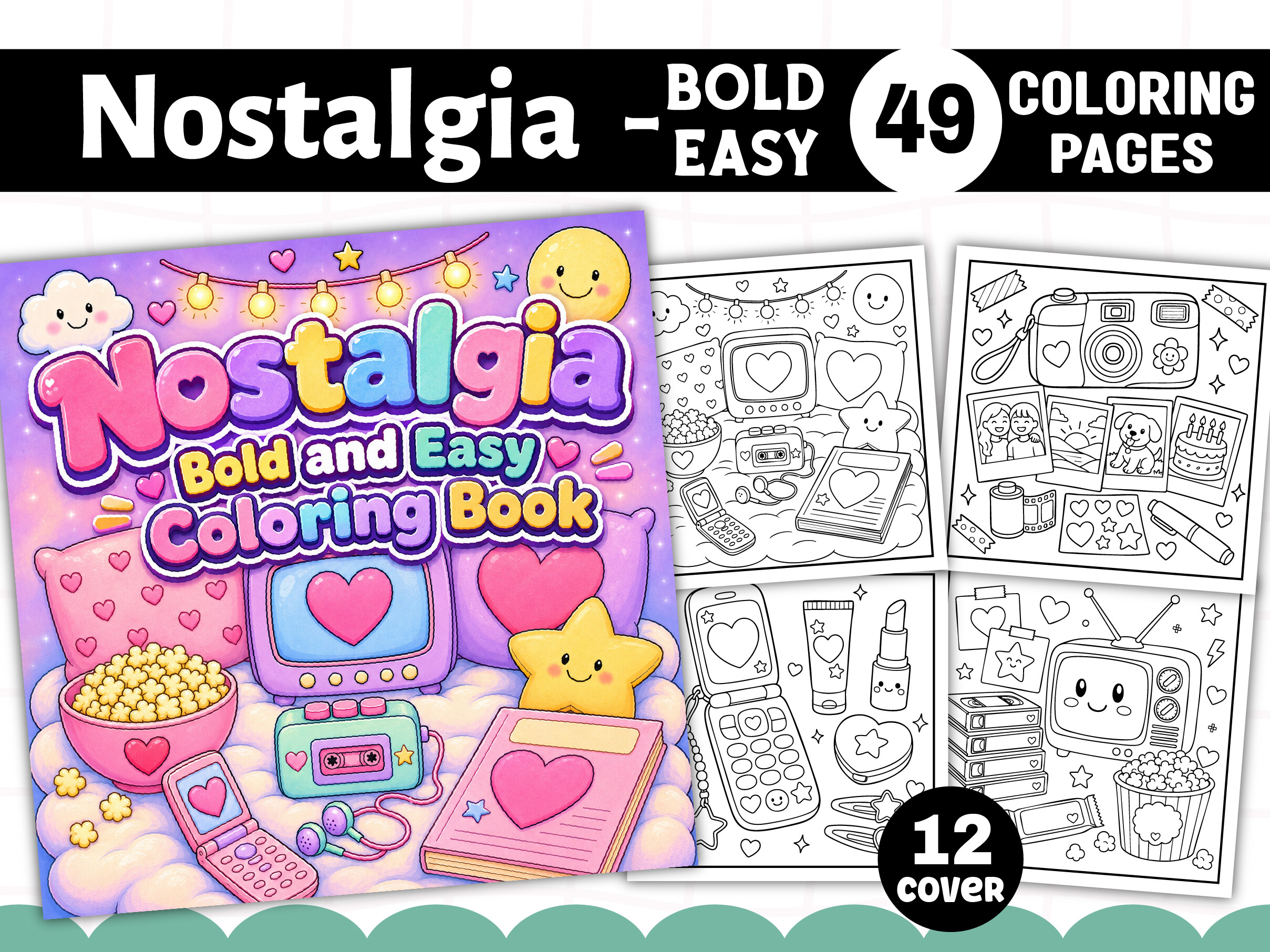 Nostalgia Bold and Easy Coloring Book