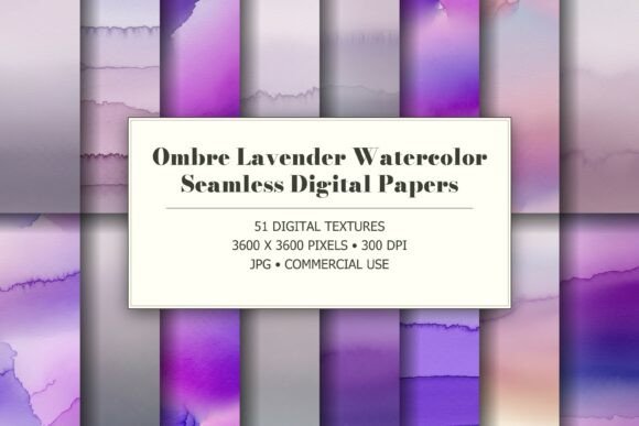 Ombre Lavender Watercolor Textures