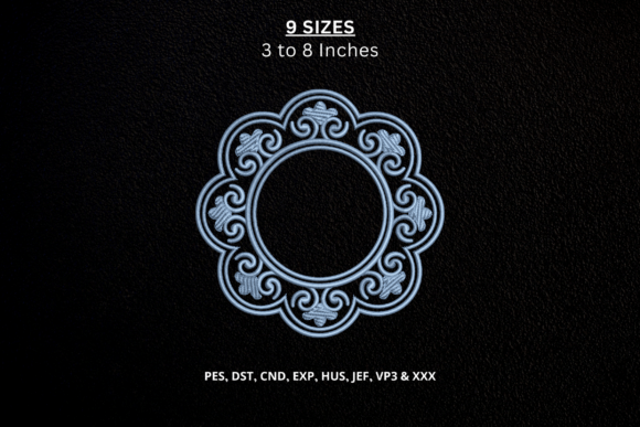 Ornamental Round Monogram Frame Embroide
