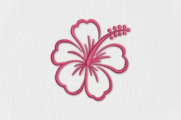 Outline Tropical Hibiscus Flower