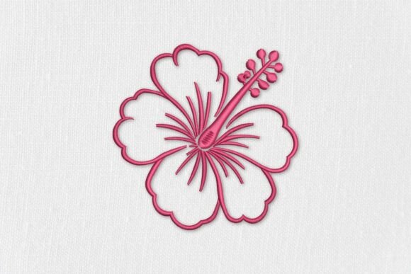 Outline Tropical Hibiscus Flower Sketch