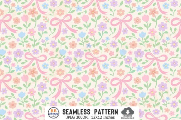 Pastel Floral Pattern Flower Bow Paper