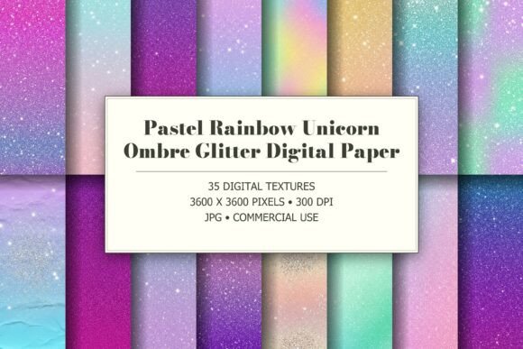Pastel Rainbow Unicorn Glitter Textures