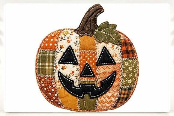 Patchwork Pumpkin Halloween PNG