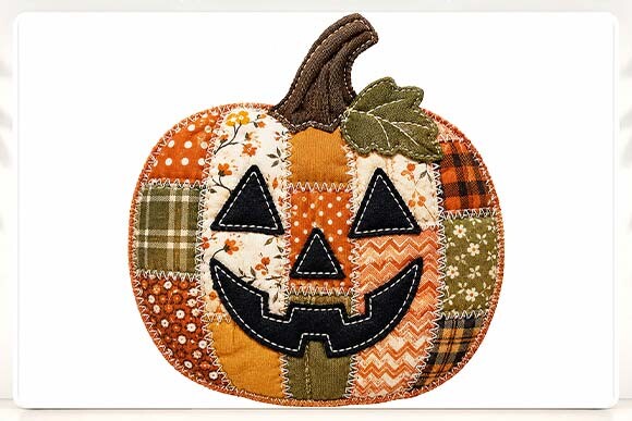 Patchwork Pumpkin Halloween PNG