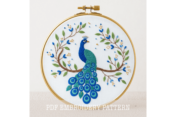 Peacock Branch Embroidery Pattern