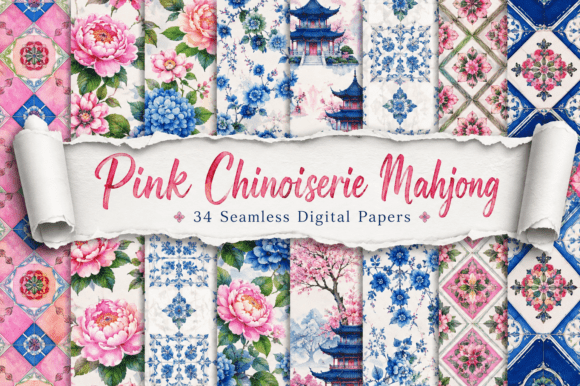 Pink Chinoiserie Mahjong Pattern