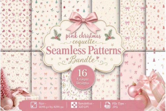 Pink Christmas Coquette Seamless Pattern