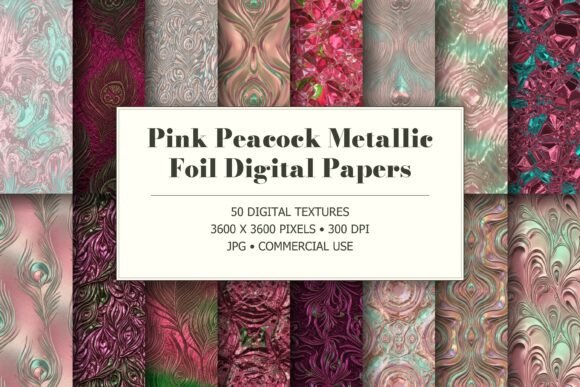 Pink Peacock Metallic Foil Textures