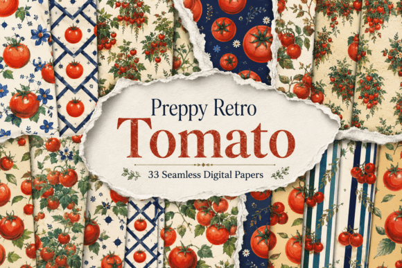 Preppy Retro Tomato Pattern