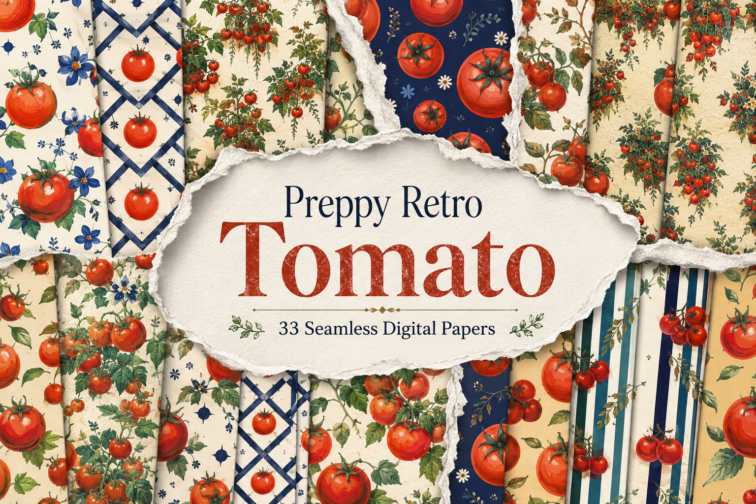 Preppy Retro Tomato Pattern