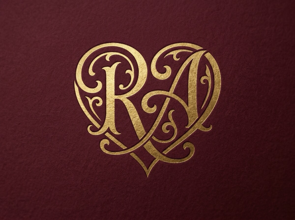 RA Heart Romantic Monogram SVG