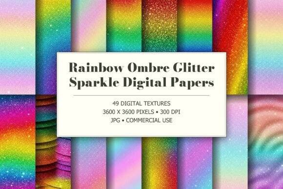 Rainbow Ombre Glitter Sparkle Textures