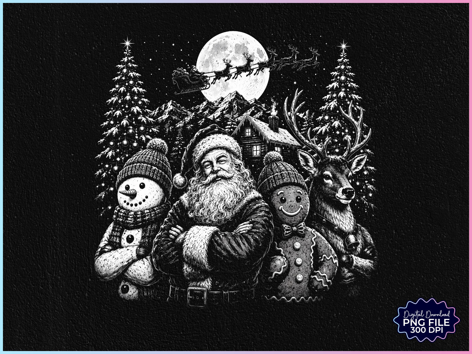 Retro Christmas Santa PNG