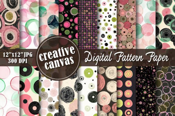 Retro Pink Green Circle Seamless Pattern